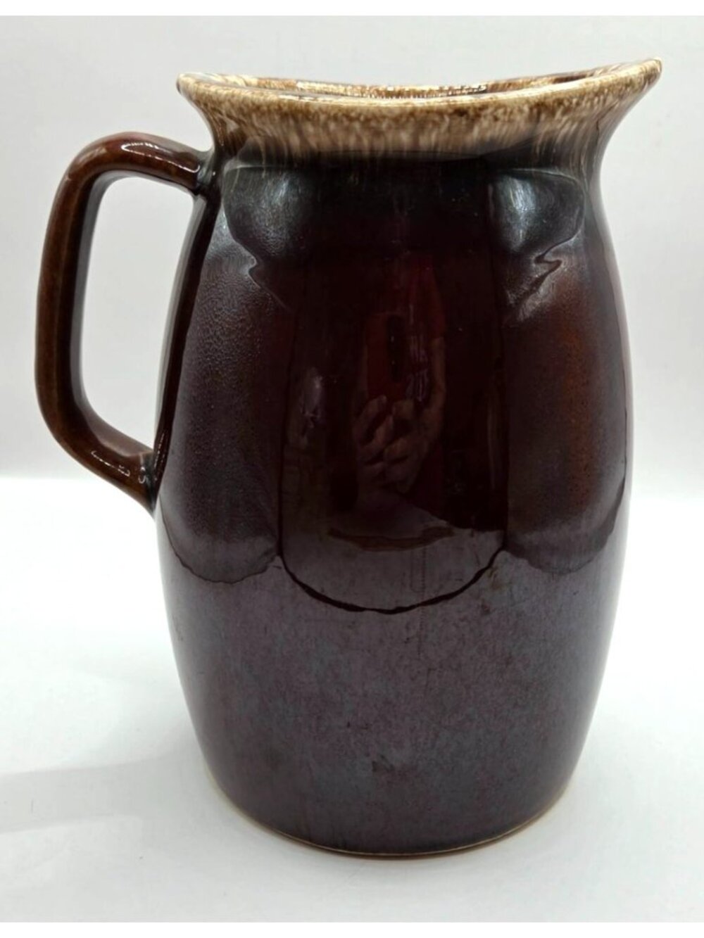 Vtg Hull Brown Drip Glaze Ceramic Pitcher Rustic Farmhouse Style Pottery *Fair